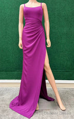 Straps Mermaid Long Prom Dress With Skirt Slit