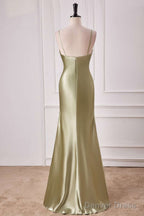 Straps Sage Empire Waist Pleated Satin Maxi Dress