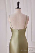 Straps Sage Empire Waist Pleated Satin Maxi Dress