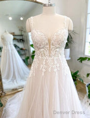 Straps Tulle A-Line Wedding Dress With Appliques