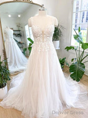 Straps Tulle A-Line Wedding Dress With Appliques