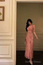 Stunning A Line V Neckline Long Date Night Dress Pink Prom Dresses Birthday Outfit