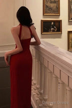 Stunning A Line V Neckline Sleeveless Red Date Night Dress Prom Dresses Birthday Prom Outfit