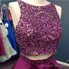 Stunning Beaded Satin Homecoming Dresses Two Piece Prom Gown Short