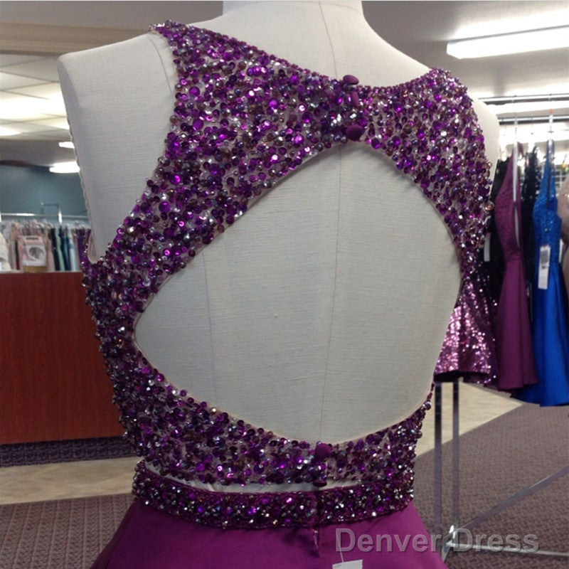Stunning Beaded Satin Homecoming Dresses Two Piece Prom Gown Short