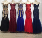 Stunning Beading Sweetheart Bodice Corset Mermaid Evening Dresses Pageant Gowns