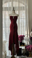 Stunning Burgundy Strapless Chiffon Mermaid Long Prom Dress