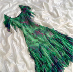 Stunning Green Double-Layered Flying Sleeves And Swaying Neck Chiffon Prom Dresses