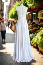 Stunning Halter Floor Length Lace Chiffon Bridesmaid Dresses