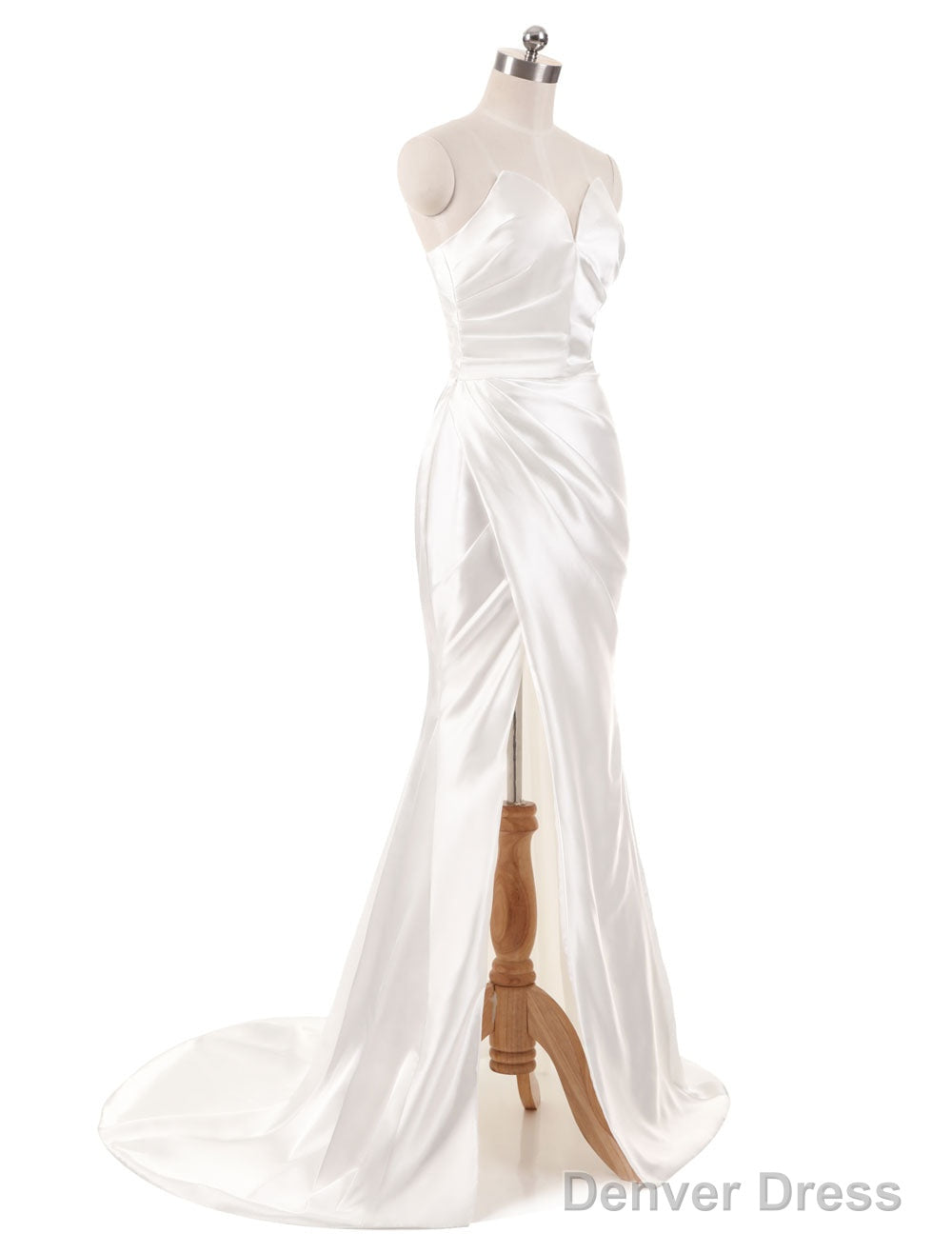 Stunning Ivory Wedding Dress Strapless Mermaid Prom Dresses V Neck Sleeveless Split Beach Bridal Gowns With Court Train Secondary image