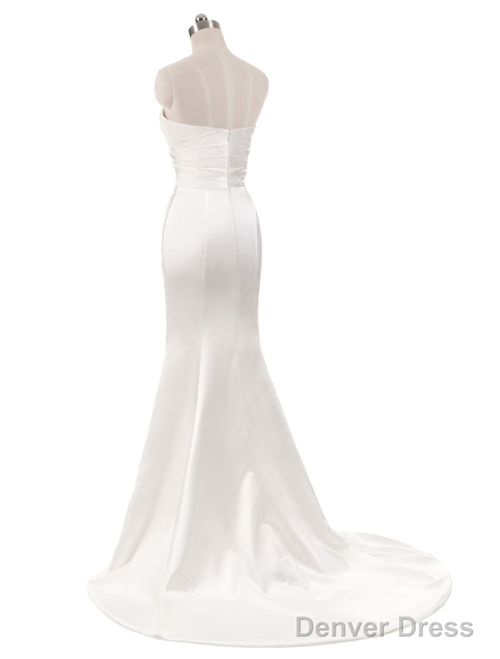Stunning Ivory Wedding Dress Strapless Mermaid Prom Dresses V Neck Sleeveless Split Beach Bridal Gowns With Court Train
