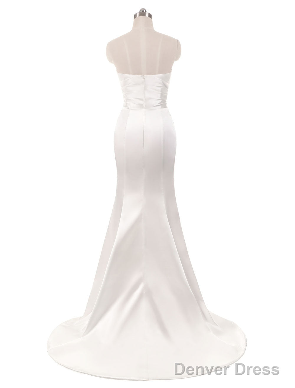 Stunning Ivory Wedding Dress Strapless Mermaid Prom Dresses V Neck Sleeveless Split Beach Bridal Gowns With Court Train
