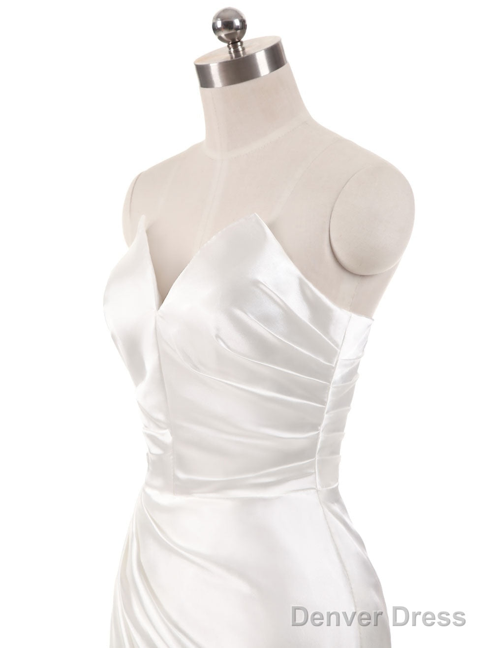 Stunning Ivory Wedding Dress Strapless Mermaid Prom Dresses V Neck Sleeveless Split Beach Bridal Gowns With Court Train