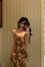 Stunning Mermaid Spaghetti Straps Floral Ruffles Long Prom Dresses Birthday Outfit