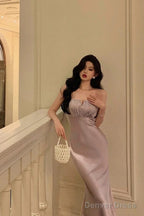 Stunning Mermaid Spaghetti Straps Lilac Date Night Dress Prom Dresses Birthday Outfit