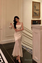 Stunning Mermaid Straps Sleeveless Ivory Date Night Dress Prom Dresses Birthday Prom Outfit