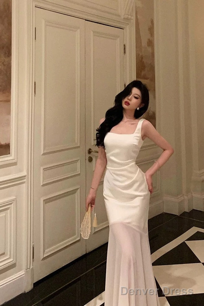 Stunning Mermaid Straps Sleeveless Ivory Date Night Dress Prom Dresses Birthday Prom Outfit