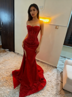 Stunning Mermaid Sweetheart Red Slit Sequin Prom Dress Inspiration Prom Dress Princess Graduation Dresses