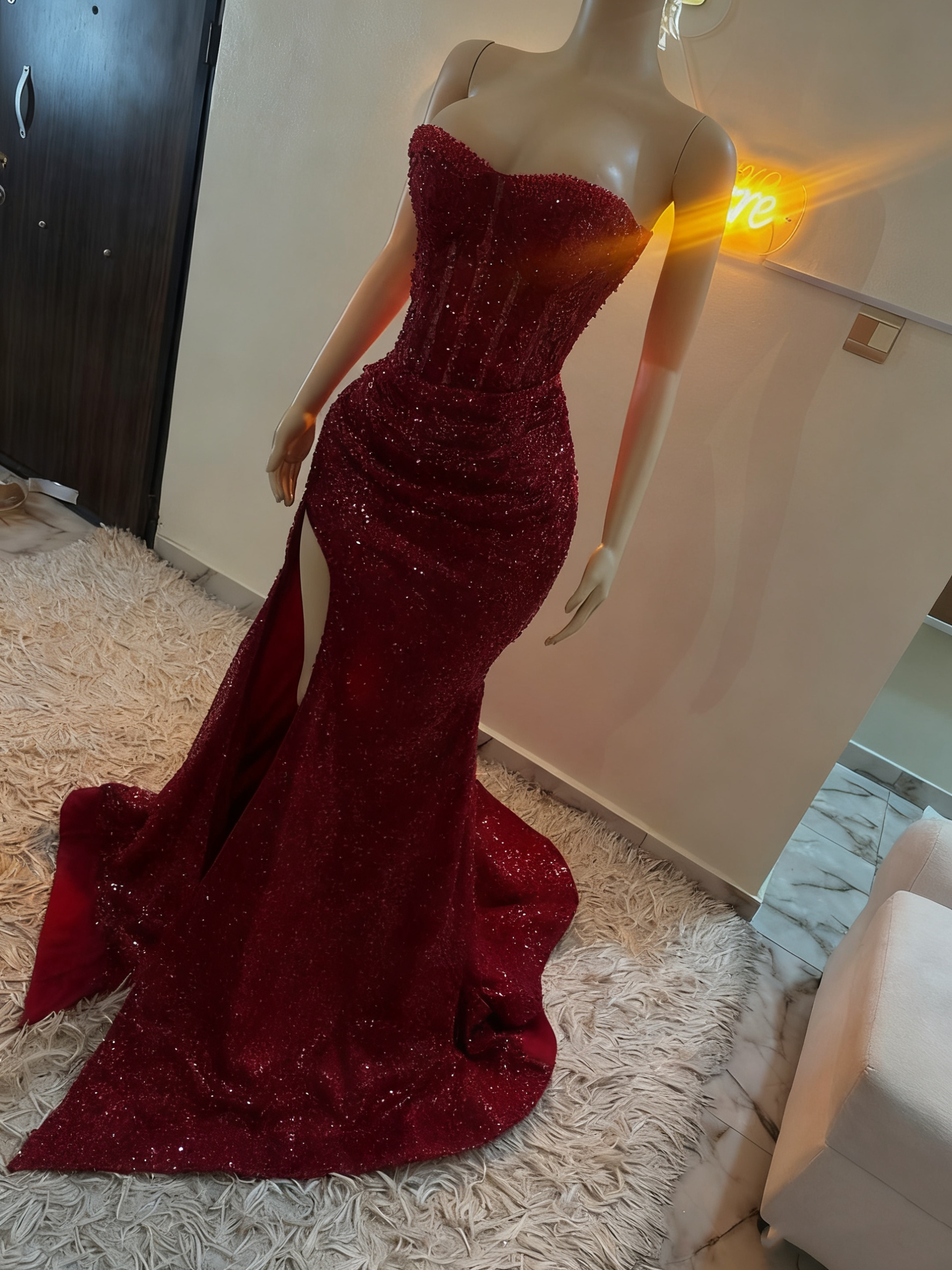 Stunning Mermaid Sweetheart Red Slit Sequin Prom Dress Inspiration Prom Dress Princess Graduation Dresses