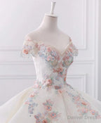 Stunning Off The Shoulder Flower Ball Gowns Lace Wedding Dresses