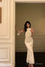 Stunning Sheath Jewel Neckline White Pleated Prom Dresses Birthday Outfit