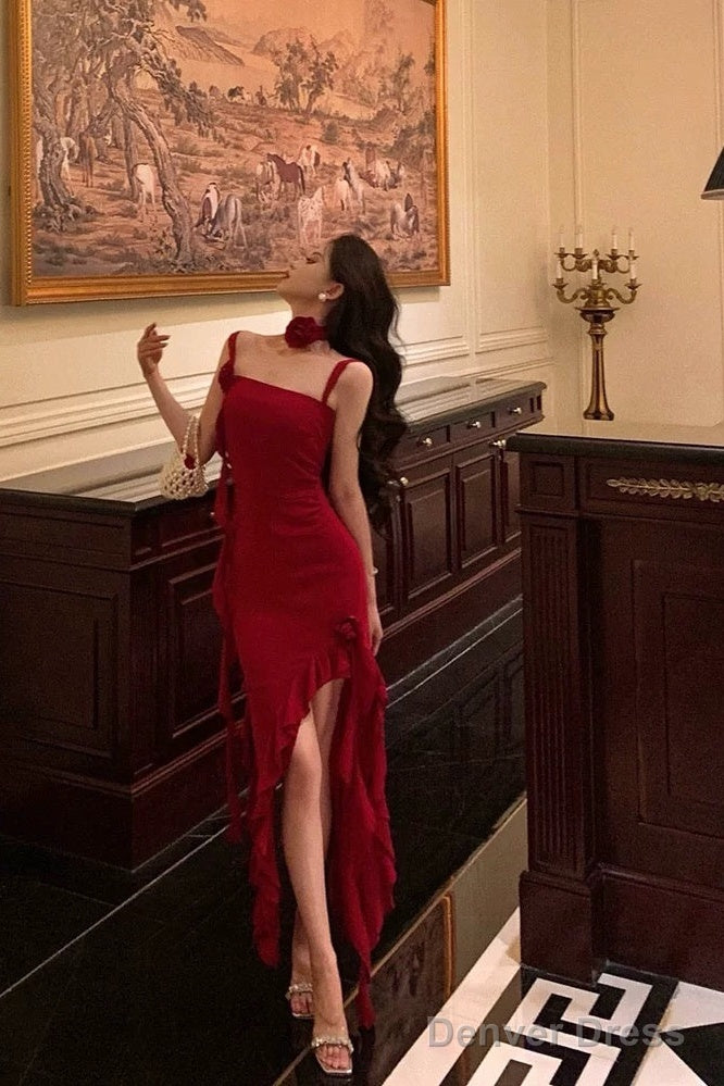 Stunning Sheath Spaghetti Straps Red Ruffles Date Night Dress Prom Dre Denver Dress Stunning Sheath Spaghetti Straps Red Ruffles Date Night Dress Prom Dre Denver Dress
