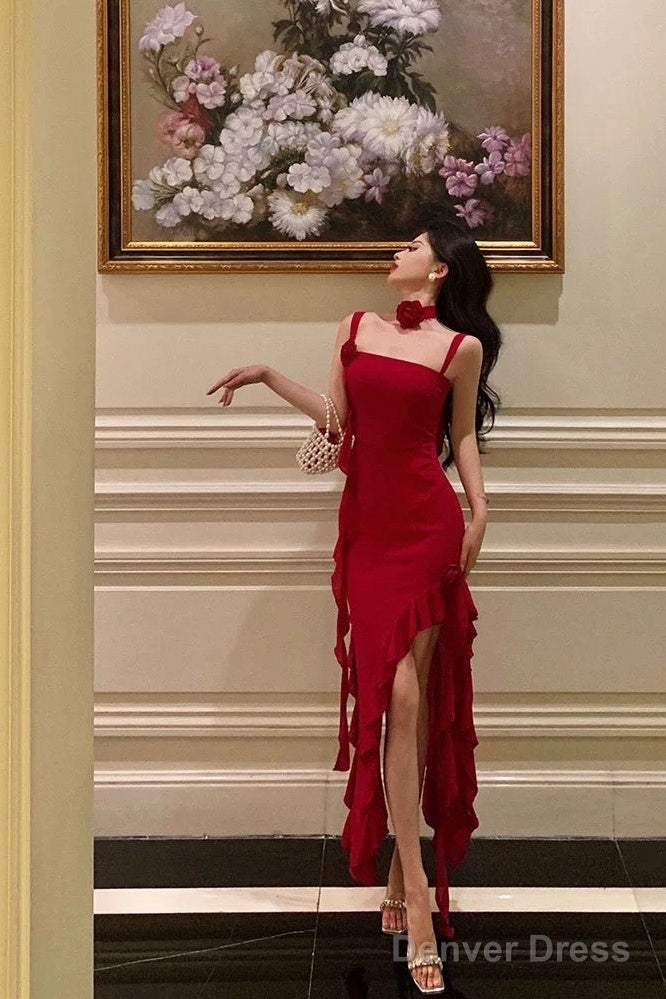 Stunning Sheath Spaghetti Straps Red Ruffles Date Night Dress Prom Dre Denver Dress Stunning Sheath Spaghetti Straps Red Ruffles Date Night Dress Prom Dre Denver Dress