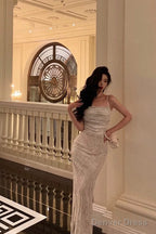 Stunning Sheath Spaghetti Straps Sleeveless Lace Date Night Dress Prom Dresses Birthday Prom Outfit