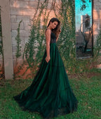 Stylish Green Tulle Long Prom Dress, Green Prom Dresses