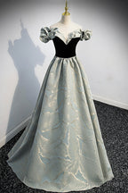 Stylish Satin Long A Line Prom Dress, Off the Shoulder Prom Dresses