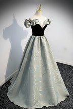 Stylish Satin Long A Line Prom Dress, Off the Shoulder Prom Dresses