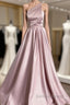 Stylish Satin Prom Dresses Long Strapless