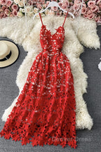 Stylish V Neck Lace Dresses A Line Party Dresses Long Prom Dresses,Sexy Party Dresses