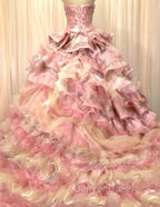 Sweet A Line Strapless Satin Tulle Sequined Wedding Dresses Beaded Diamond Long Ball Gowns