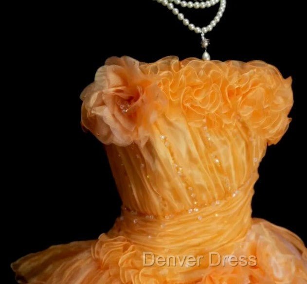 Sweet A Line Strapless Tulle Long Ball Gowns Prom Dresses