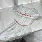 Sweet And Cute White Doll Collar Printed A-Line Short 16Th Birthday Homecoming Dresses