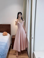 Sweet And Elegant Pink A-Line Off-Shoulder Satin Prom Dresses Evening Dresses