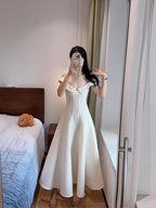 Sweet And Elegant Pink A-Line Off-Shoulder Satin Prom Dresses Evening Dresses