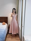 Sweet And Elegant Pink A-Line Off-Shoulder Satin Prom Dresses Evening Dresses