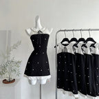 Sweet Black Baby Doll Collar Pearl Satin A-Line 17Th Birthday Homecoming Dresses