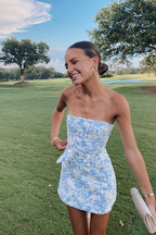 Sweet Blue Strapless Homecoming Dress Short Prom Dresses