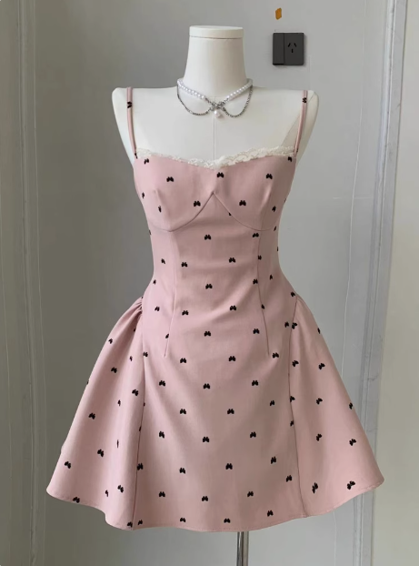 Sweet Bow Backless Pink Sling Puffy Birthday Dresses Homecoming Dresses Main image