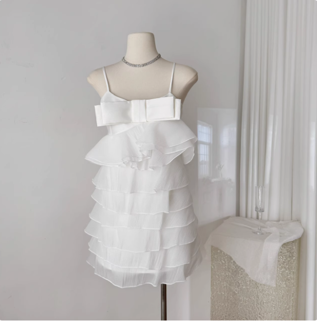 Sweet Bow Stitching Ruffle Sling Cake Birthday Skirt Homecoming Dresses Secondary image