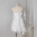 Sweet Bow Stitching Ruffle Sling Cake Birthday Skirt Homecoming Dresses