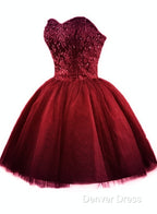 Sweet Burgundy Tulle Ball Prom Dress , Homecoming Dresses