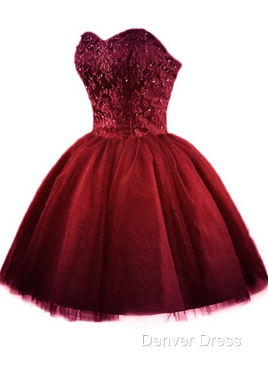 Sweet Burgundy Tulle Ball Prom Dress , Homecoming Dresses