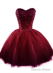 Sweet Burgundy Tulle Ball Party Dress , Homecoming Dress