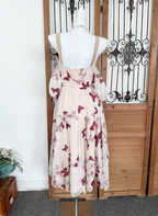 Sweet Butterfly Printed Strap Puff Sleeve Midi-Length Tulle Prom Dresses Evening Dresses