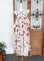 Sweet Butterfly Printed Strap Puff Sleeve Midi-Length Tulle Prom Dresses Evening Dresses