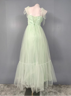 Sweet Green A-Line Tulle Long Prom Dresses Evening Dresses Bridesmaid Dresses